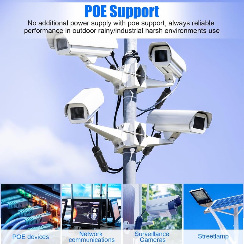 QINGLER موصل RJ45 مقاوم للماء مع دعم PoE - عبوة 3 قطع، موصل إيثرنت محمي IP68 خارجي أنثوي إلى أنثوي لكابلات الشبكة Cat6/Cat5E/Cat5 - Image 3